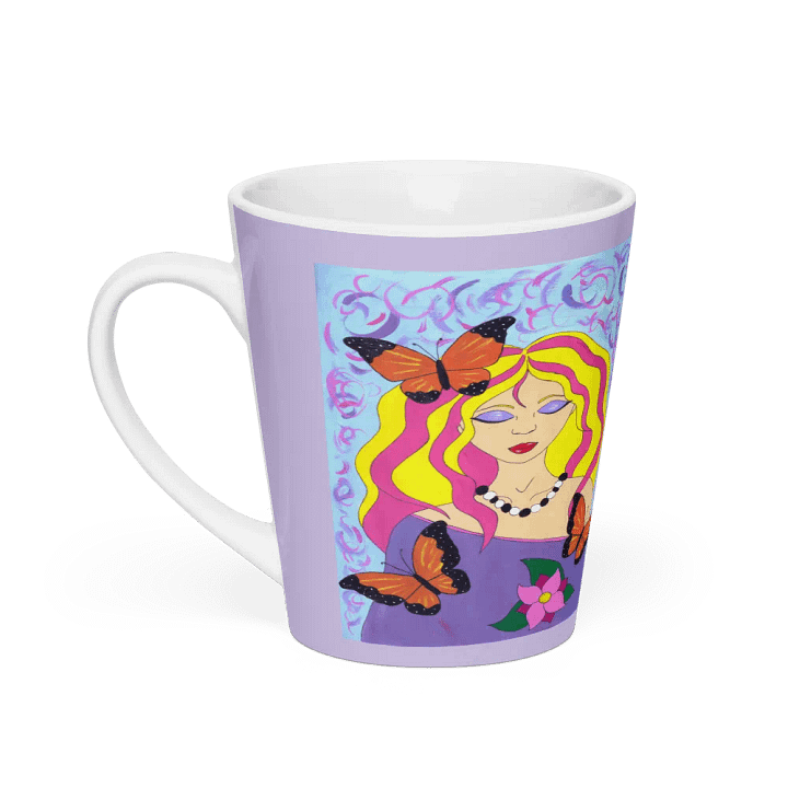 Butterfly spring woman (art by Dina R.) acrylic painting picture - Latte Mug product image (1)