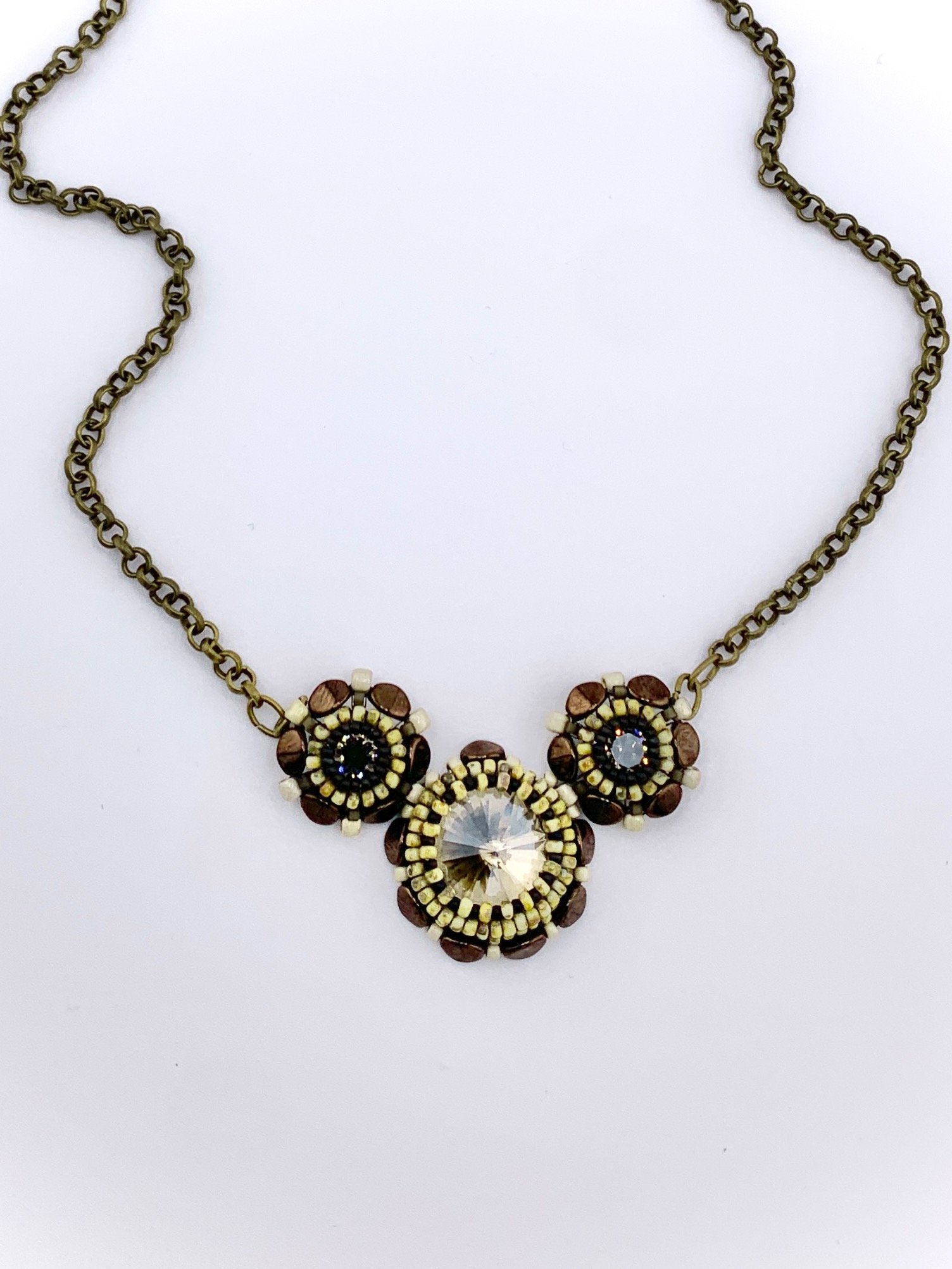 Spellbound Beaded Crystal Pendant Necklace - Bronze product image (5)