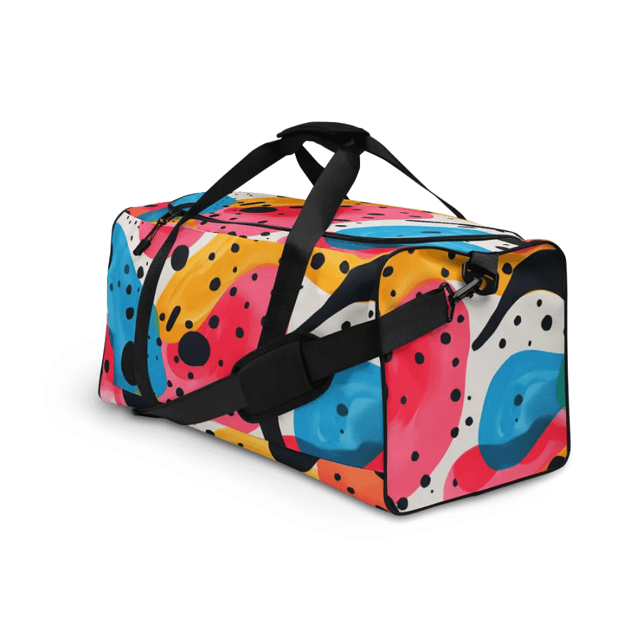 “Tangerine Blue Dreams” All-over Multi-Pattern Duffle Bag product image (10)