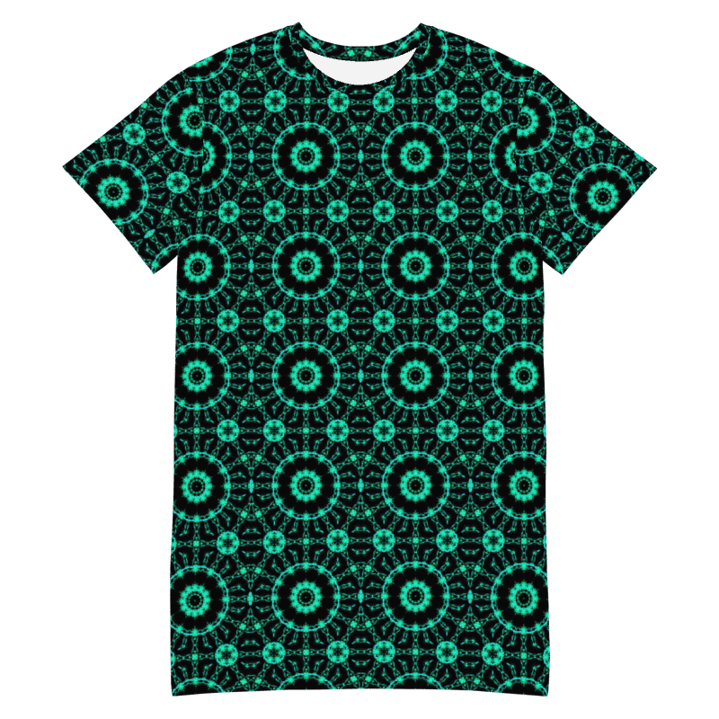 Abstract Repeating Neon Green Shapes T Shirt Dress product image (10)