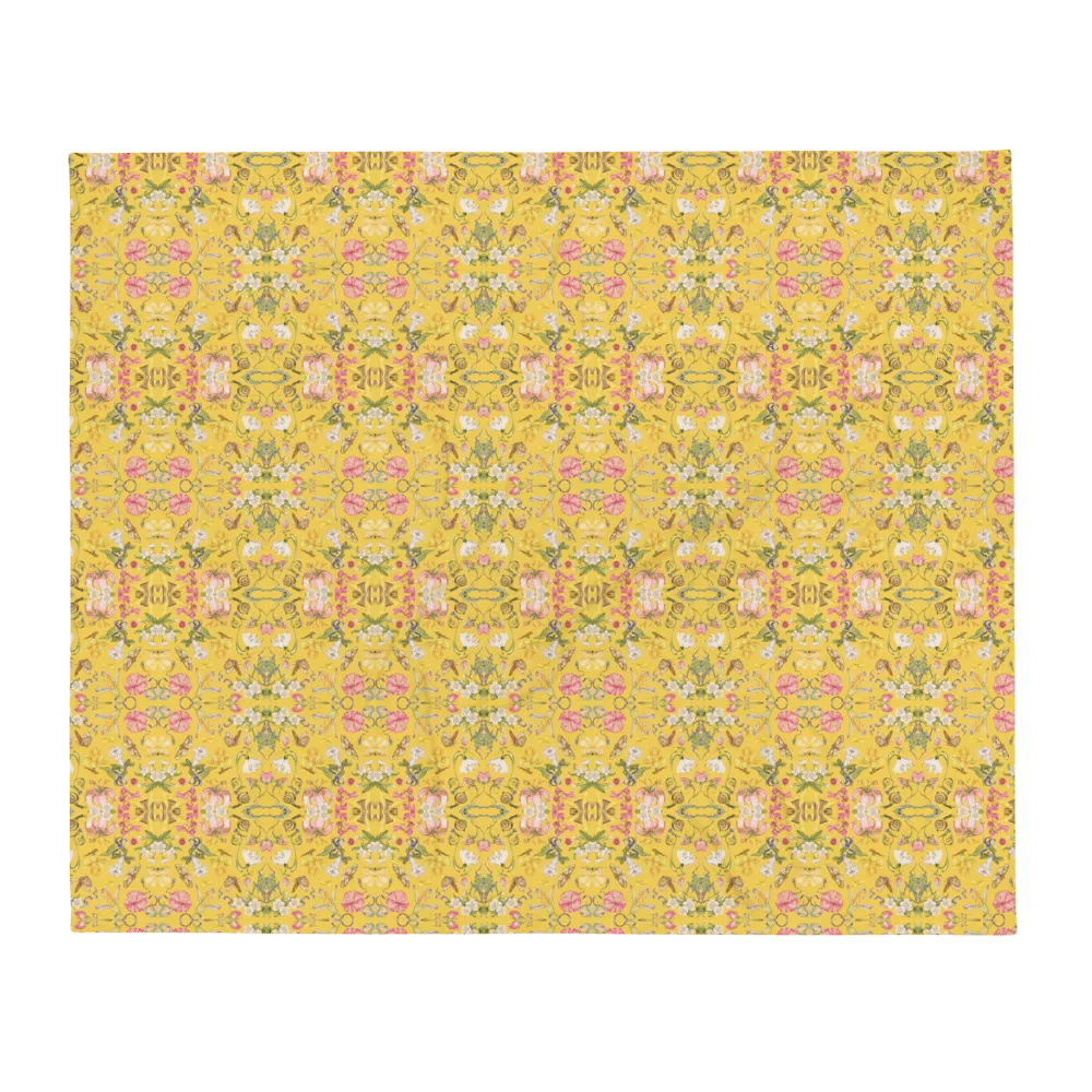 Exotic Blooming Floral Butterfly Yellow Throw Blanket product image (3)