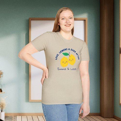 Personalized Love Lemons Couple's T-Shirt, Anniversary & Wedding Gift, Personalized Match Tee, Summer Fashion, Cute Lemon Eve...