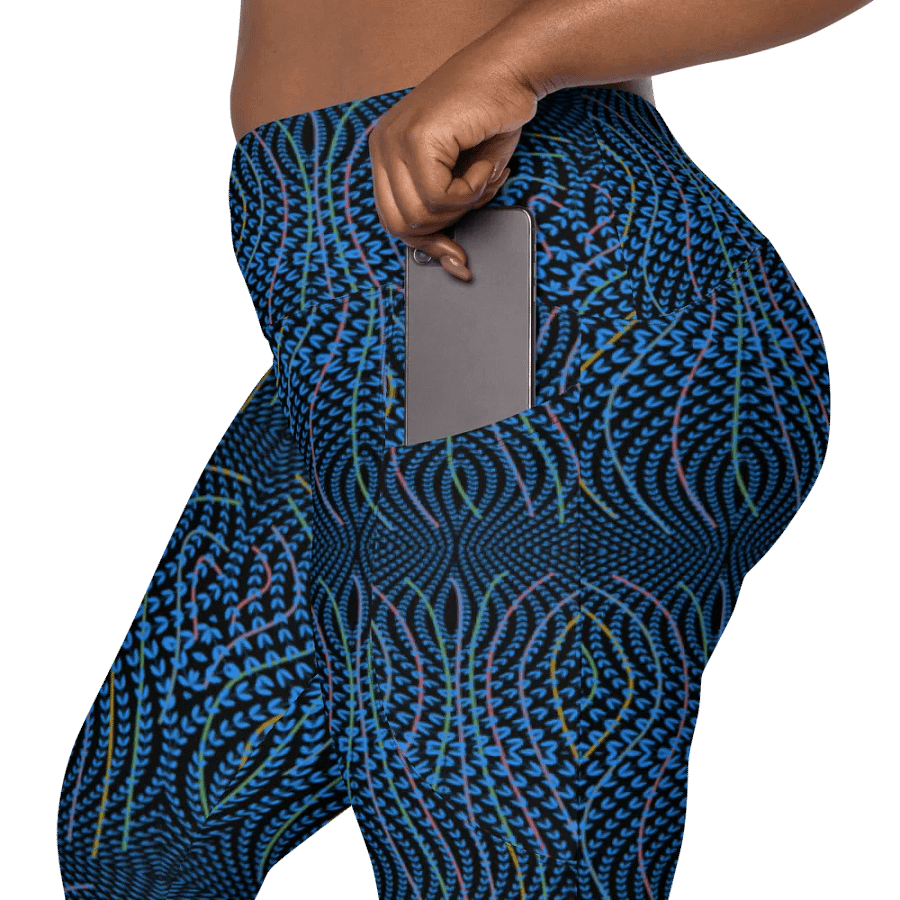 Ladies leggings with pockets in  blue and dark teal design. up to 6 XL size. product image (12)