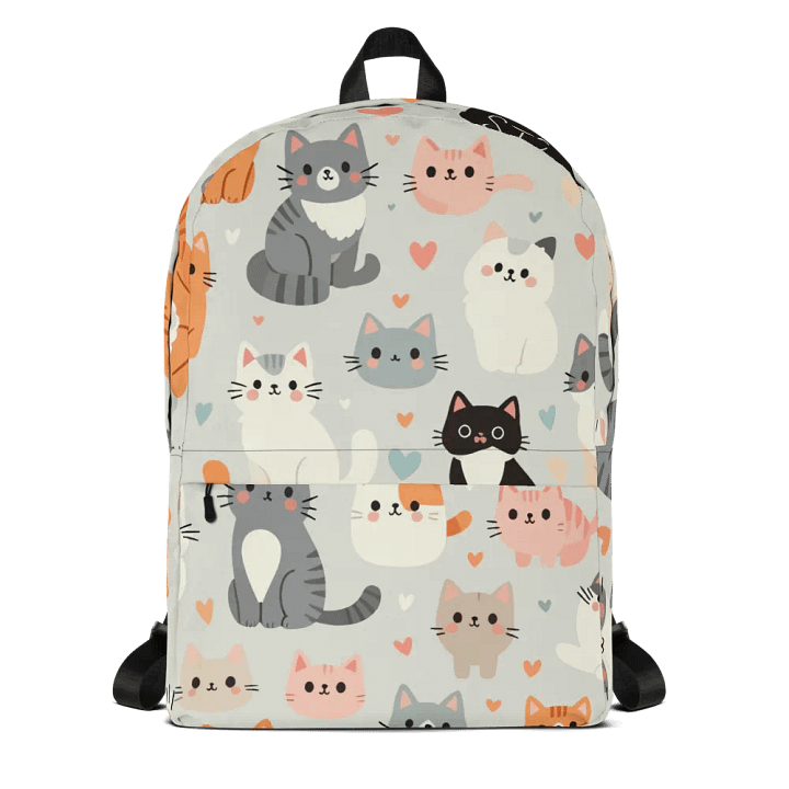 Pastel Cat Pattern Backpack product image (1)