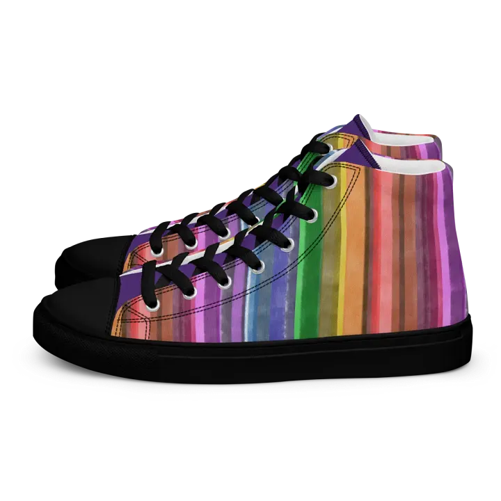 Cool Gouache Striped Men's High-Top Canvas Shoes product image (2)