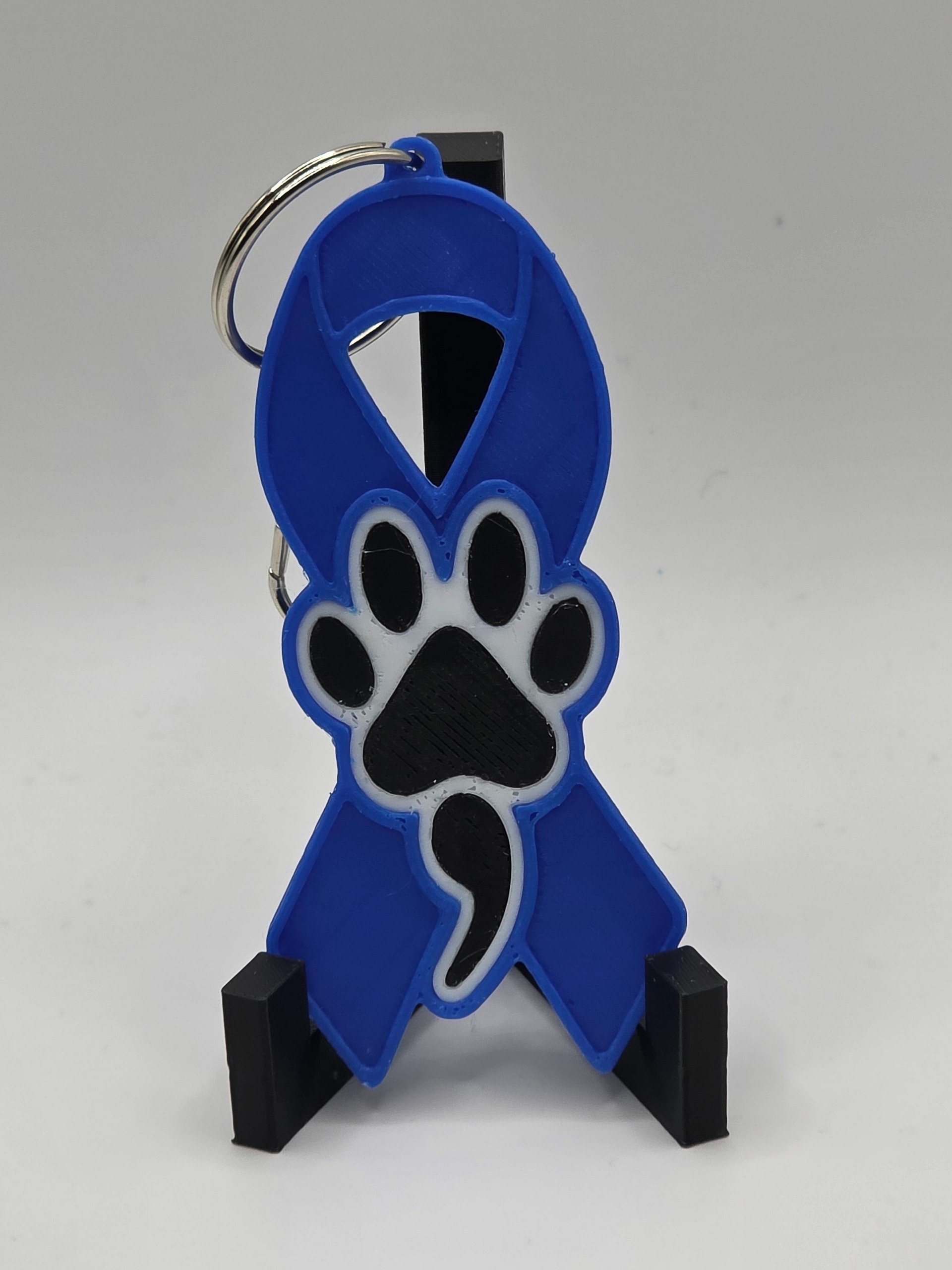 💙 Blue Awareness Ribbon Keychain | Dog Paw Semicolon product image (2)
