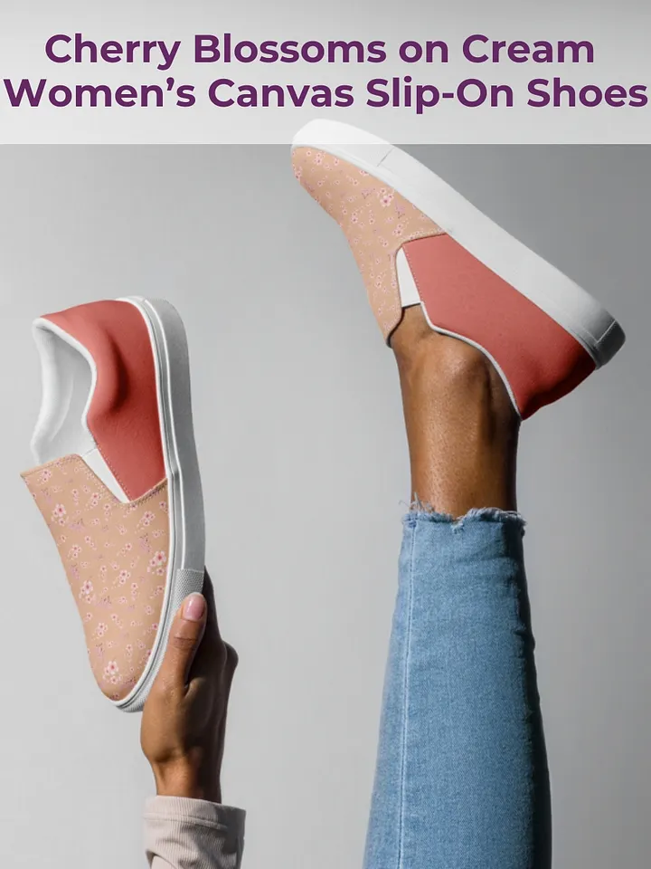 Cherry Blossoms on Cream Women's Slip-On Canvas Shoes product image (1)