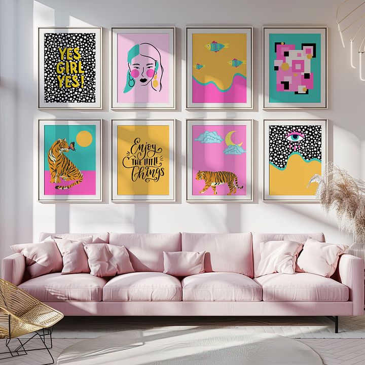 Funky Evil Eye Gallery Wall Set of 8 DIGITAL Prints product image (1)