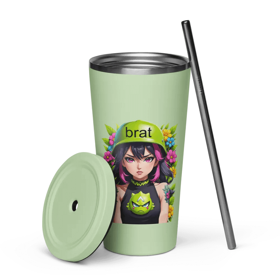 Brat 20 oz Tumbler Cup - Mint - Insulated Tumbler with a Straw v6 product image (7)