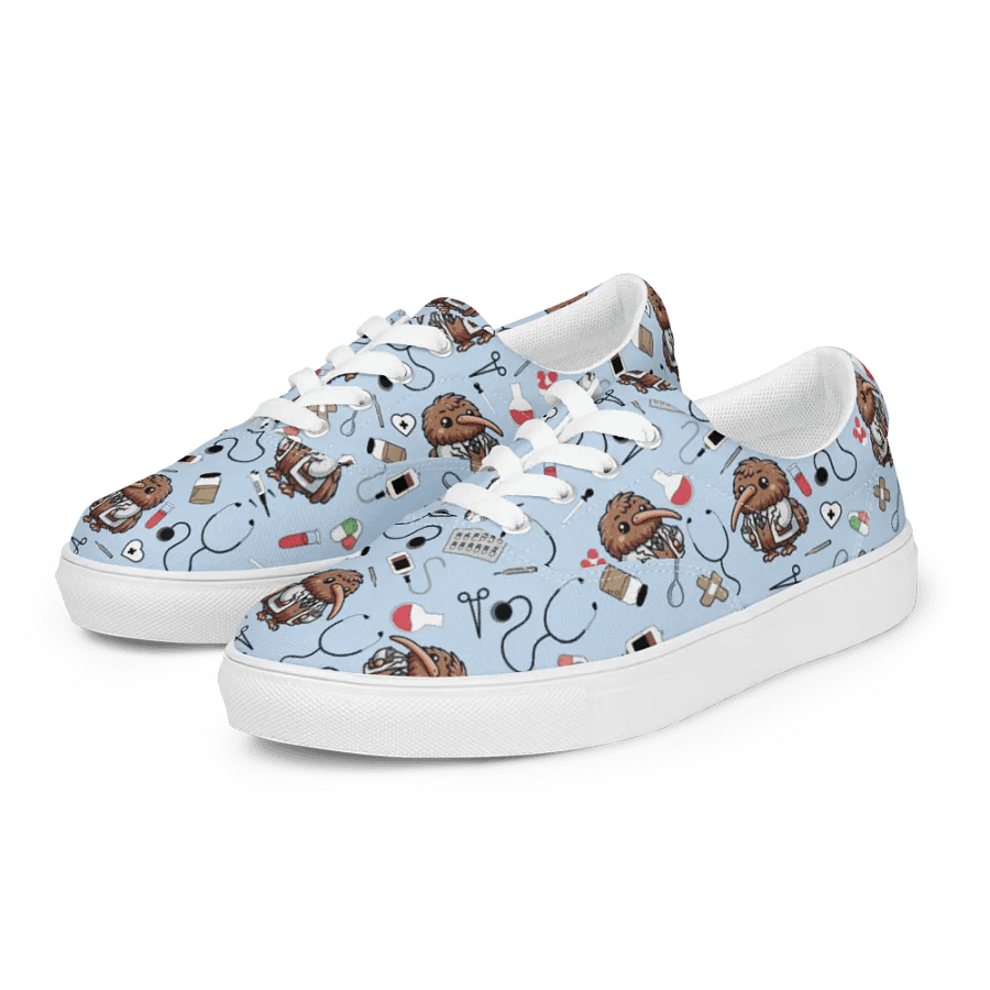 Cute Medical Kiwi Lace-up Canvas Shoes (Blue) product image (6)