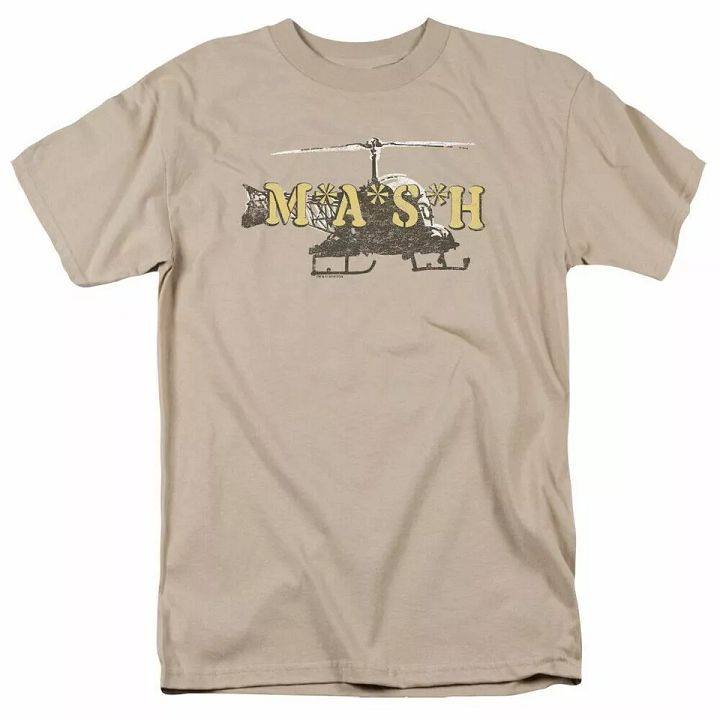 Mash Chopper T Shirt Mens 4077 Helicopter Licensed Classic TV Show Sand product image (1)