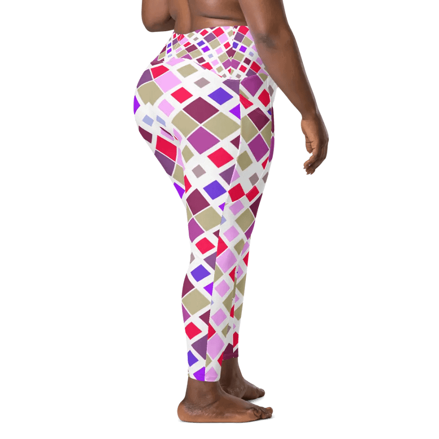 Colorful Square Pattern Design Leggings with Pocket - v10 product image (3)