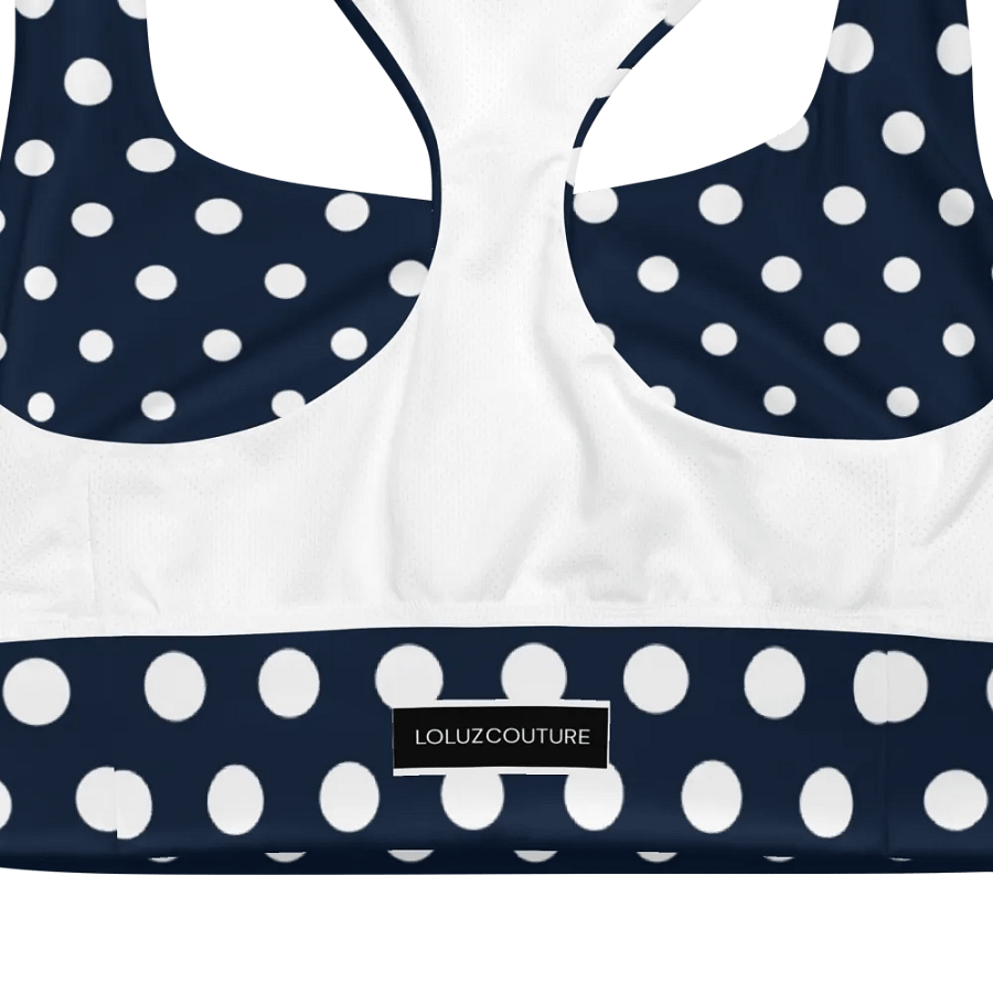 White/Navy Polka Dots Sports Bra product image (7)