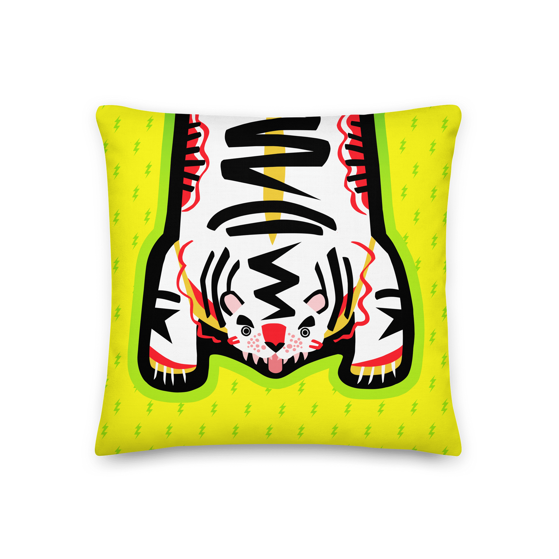White and Lime Tiger Pillows - 3 Sizes product image (2)