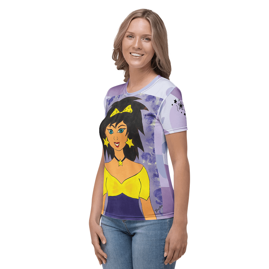 Girl with the stars (art by Dina R.) acrylic painting picture - Women's Crew Neck T-Shirt product image (3)