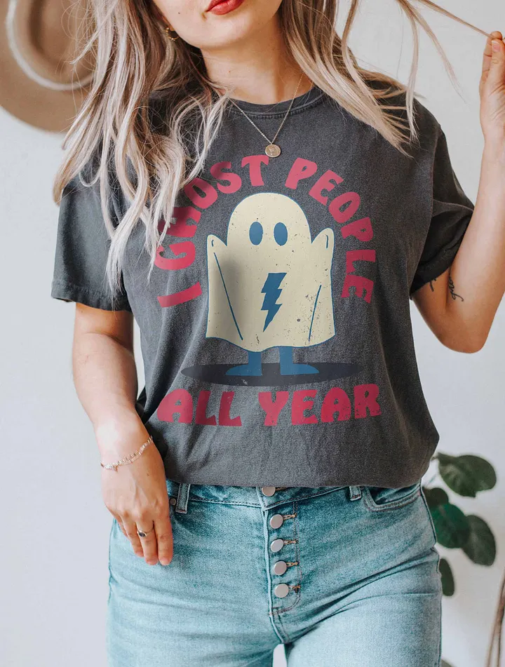 I Ghost People All Year Introvert T-Shirt | Funny Fall and Halloween T-Shirt Design product image (20)