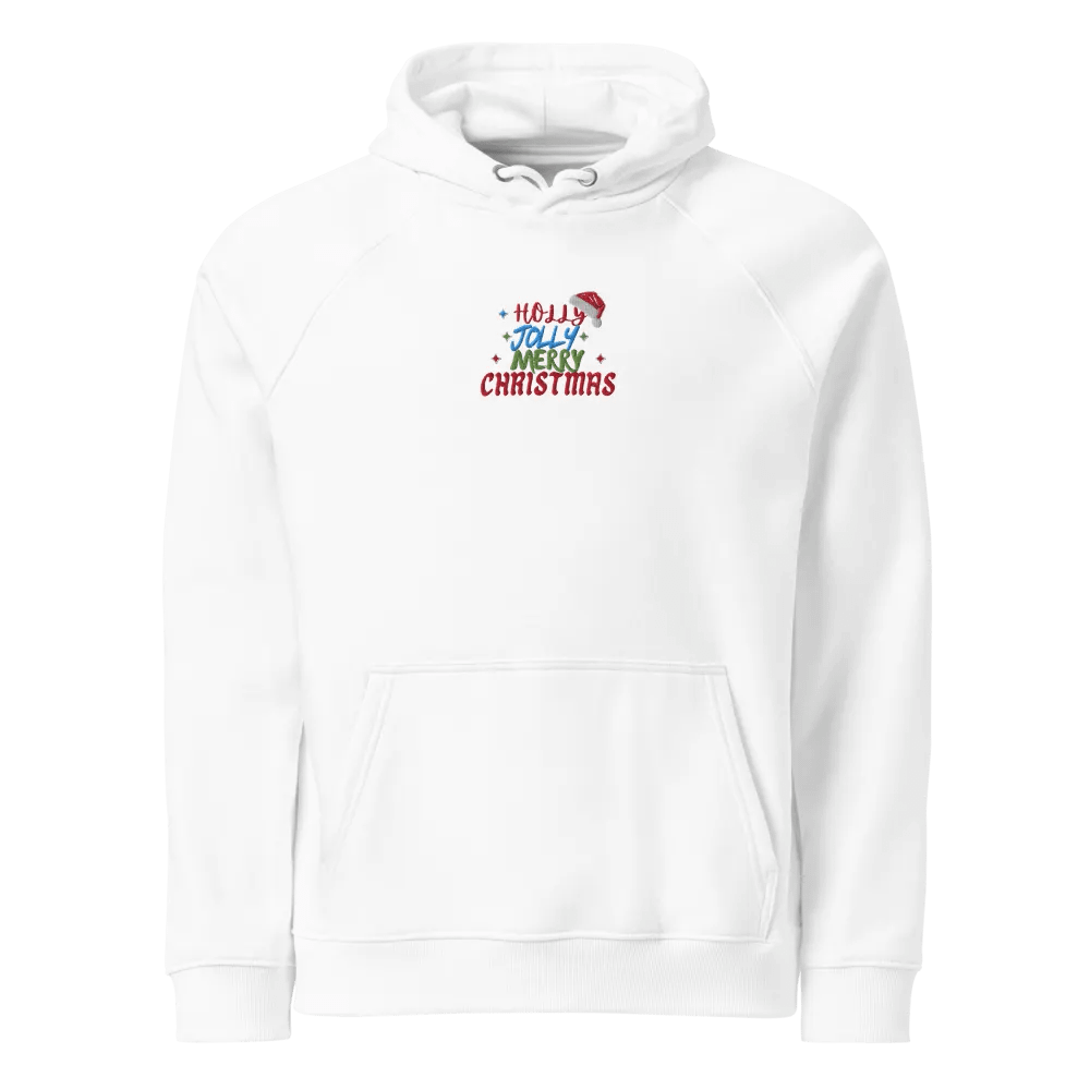 Embroidered "Holly Jolly Merry Christmas" Eco Raglan Hoodie product image (3)