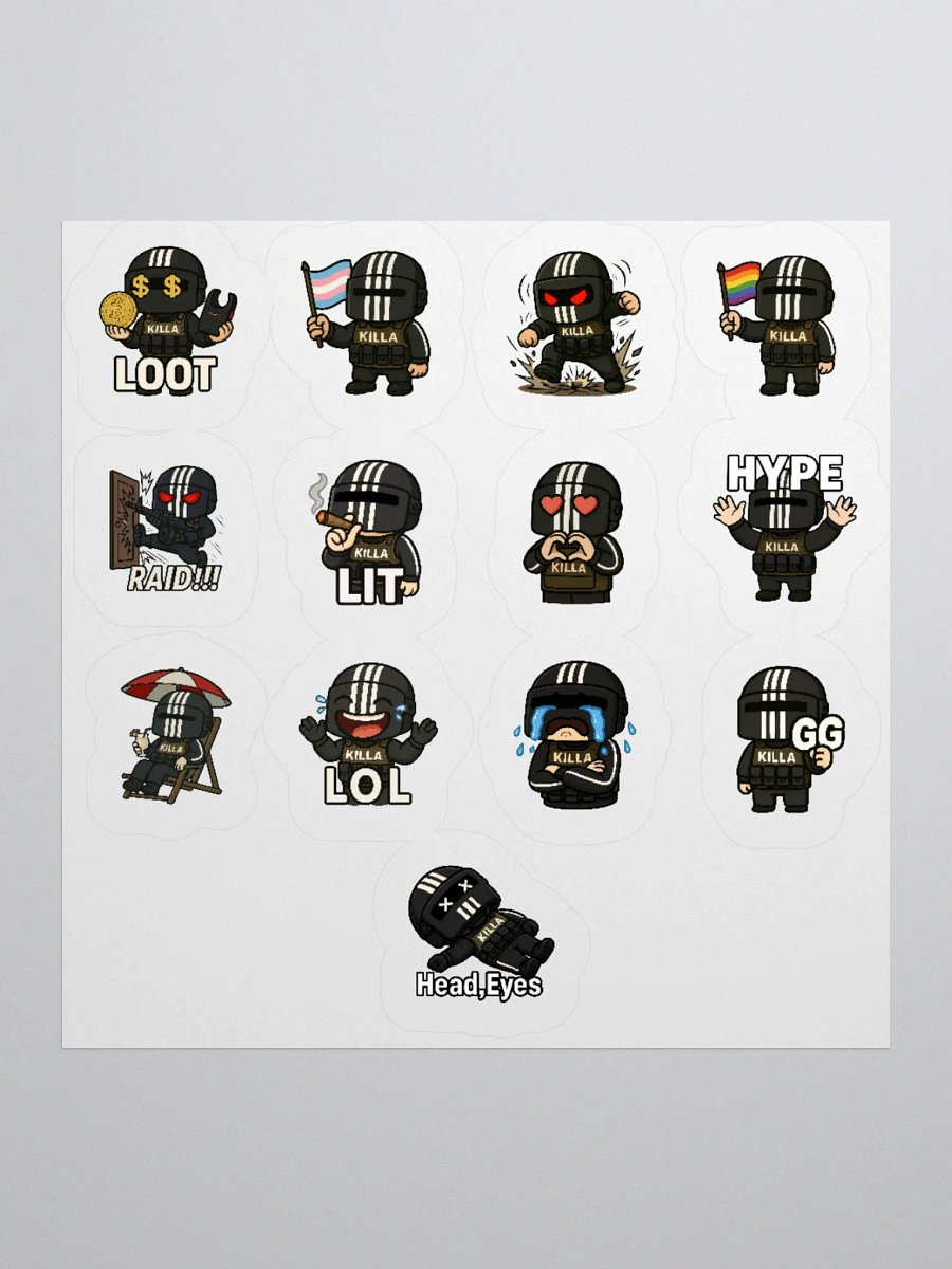 Killa Emote Sticker Sheet – Loot. Laugh. Slay. product image (1)