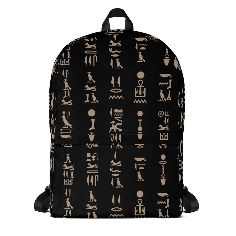 Isis Black Hieroglyphs All-Over Print Backpack product image (1)