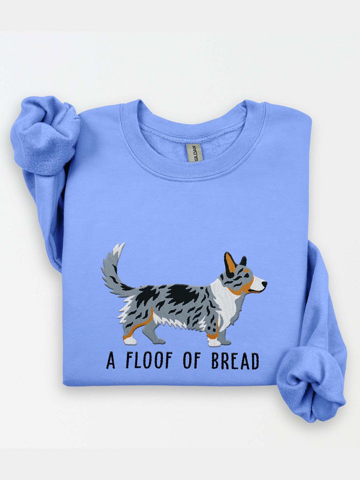 A Floof of Bread Sweatshirt (Embroidered) of a Cardigan Welsh Corgi(Blue Merle Tricolor) product image (1)