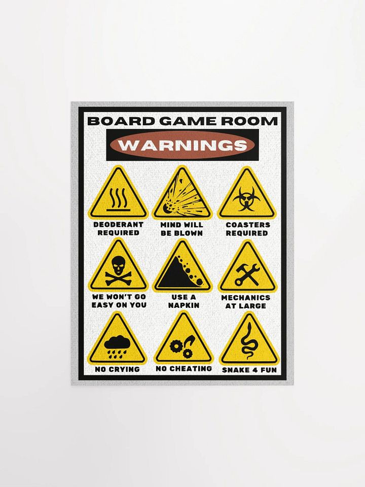 Board Game Room Warnings Poster 11