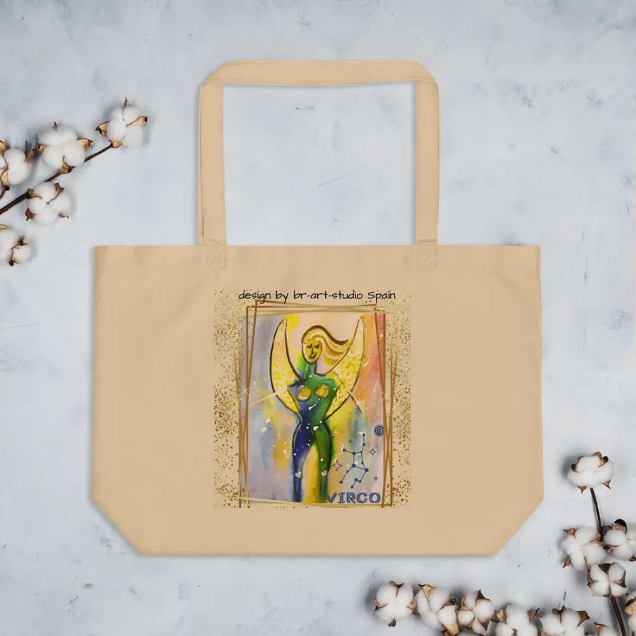 zodiac sign Virgo with constellation, original painting printed on tote bag product image (3)