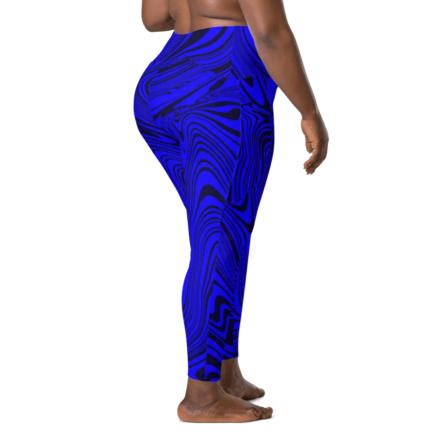 Leggings with Pockets - Abstract Blue Swirls product image (10)