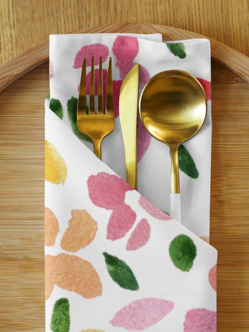 Spring Flowers on White Cloth Napkin Set of 4 product image (11)