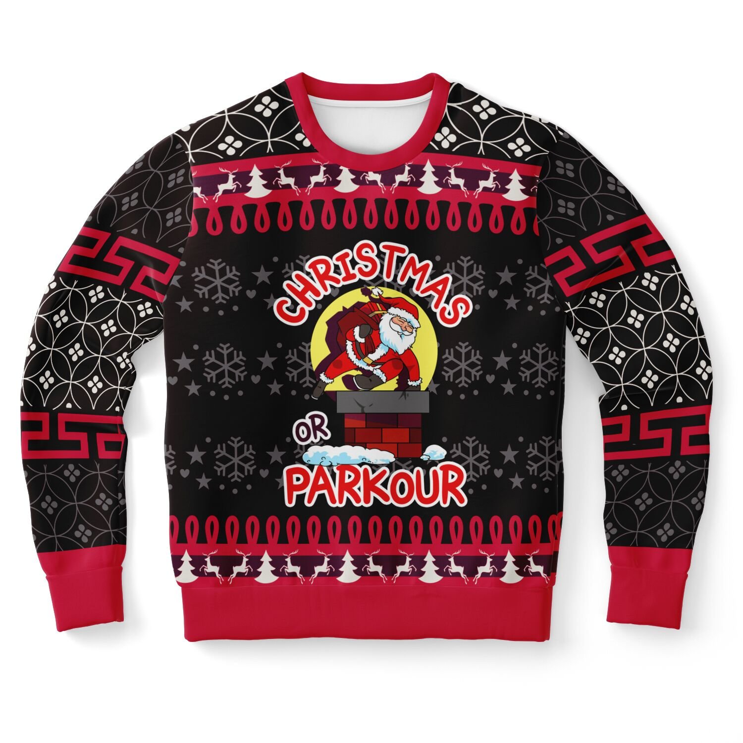 Santa Parkour Ugly Christmas Sweater | Funny Athletic Holiday Sweatshirt | Unique Winter Christmas Party Outfit product image (9)