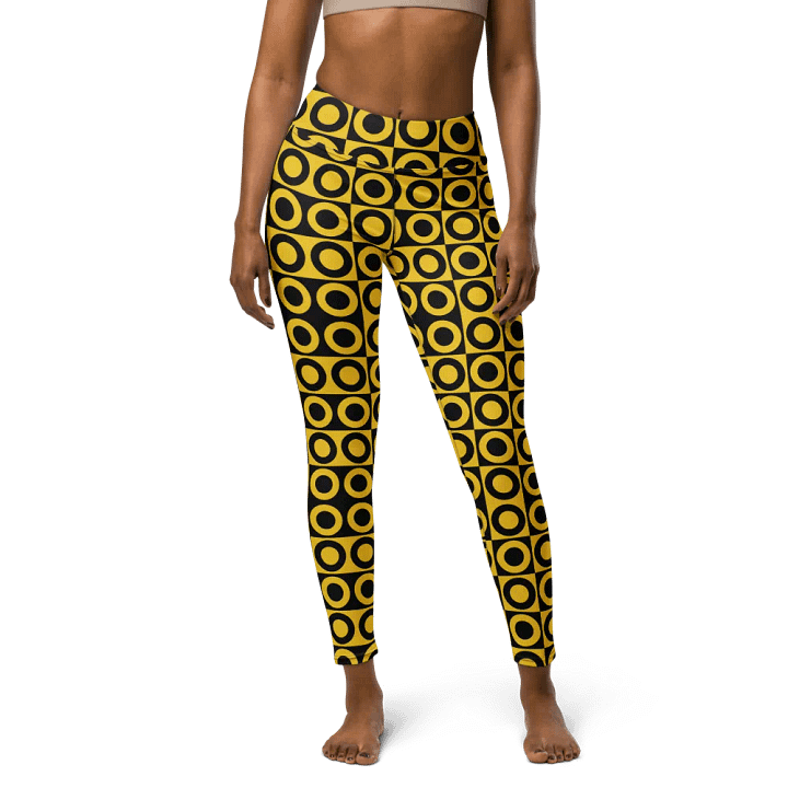 Retro Circles Leggings - Black and Yellow Geometric Pattern product image (1)