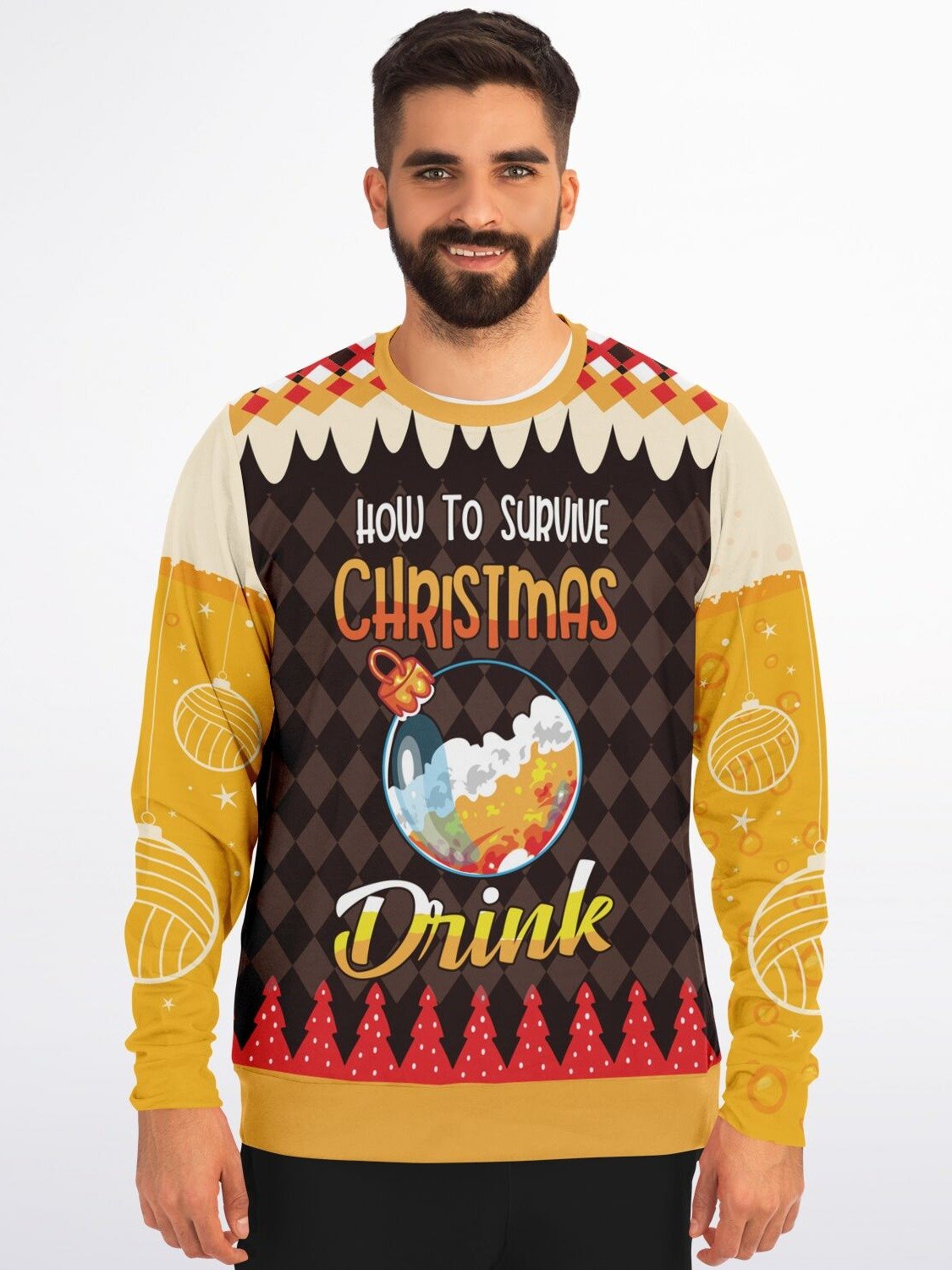 "How to Survive Christmas - Drink" Funny Christmas Sweatshirt | Humorous Holiday Party Outfit | Festive Drinking Winter Outfit product image (5)