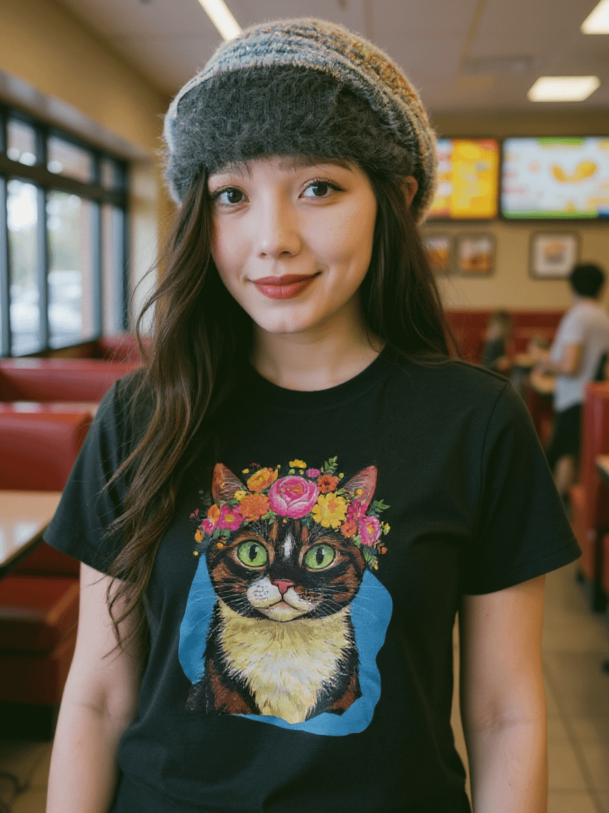 "Boho Flower Cat" t-shirt product image (1)
