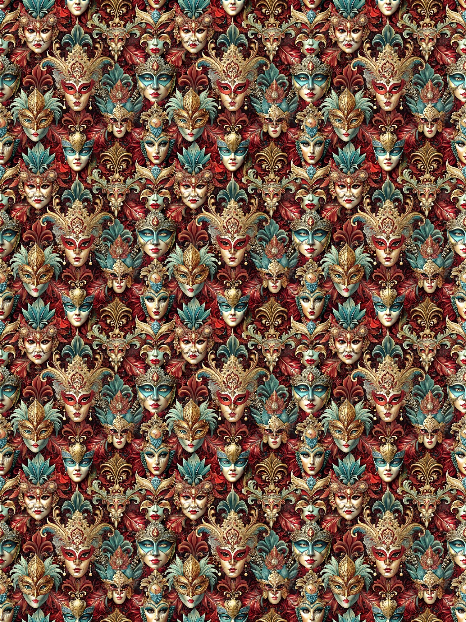 Venetian Masquerade Masks – Seamless Digital Paper Bundle product image (5)