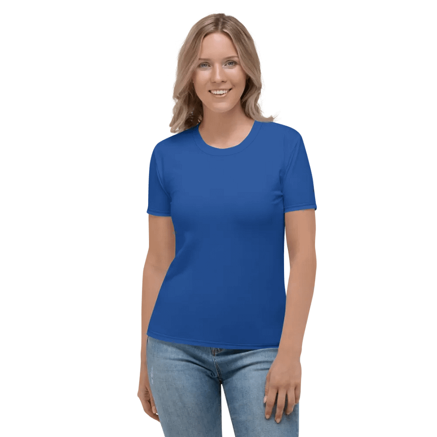 Plain Ocean Blue True Summer Women's Crewneck Polyester Heavyweight Premium T-Shirt by Treasure Pie product image (3)