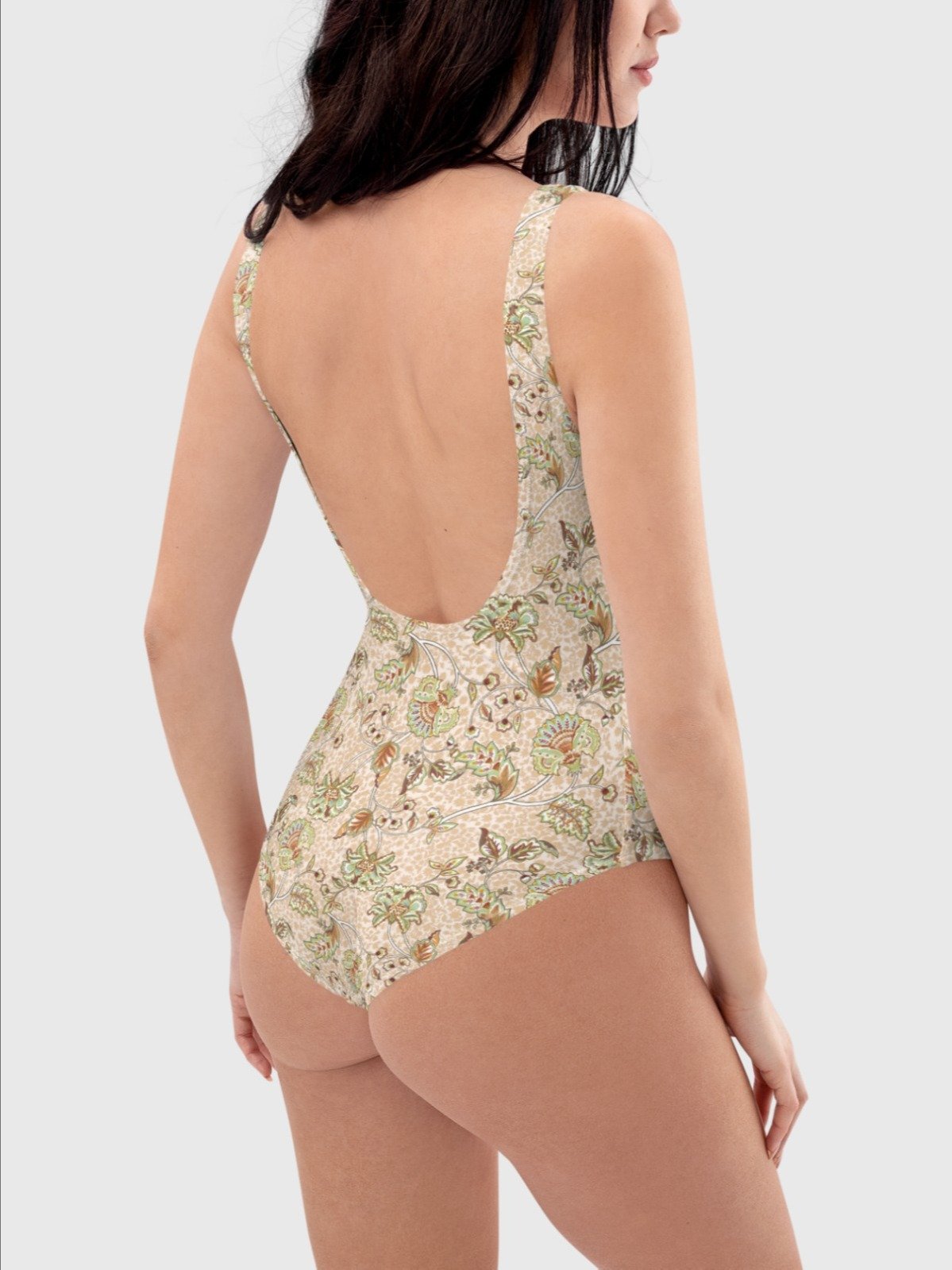 One-piece Swimsuit "Elegant Neutral Beige Chintz" product image (4)
