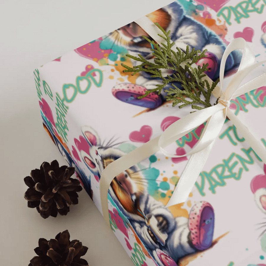 Welcome To Parenthood Funny New Parents Gift Wrapping Paper 3 Sheet Set #1 product image (7)