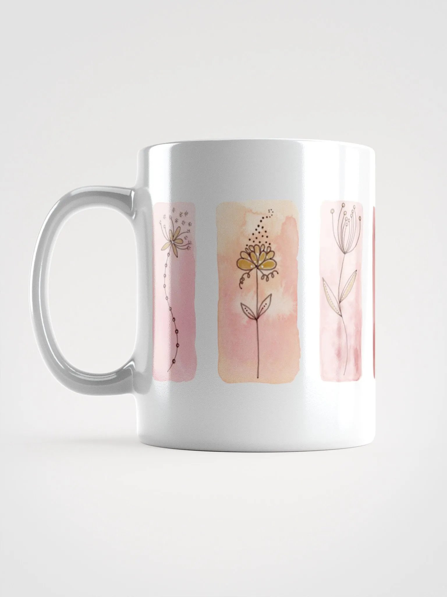 Doodle Flower White Glossy Mug product image (2)