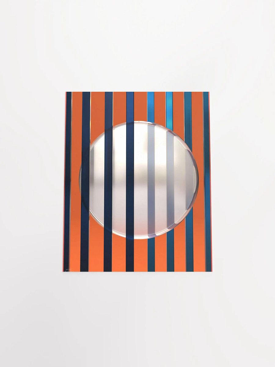 Minimalist 3D Digital Art | Blue Lines white Circle on Orange Background product image (2)