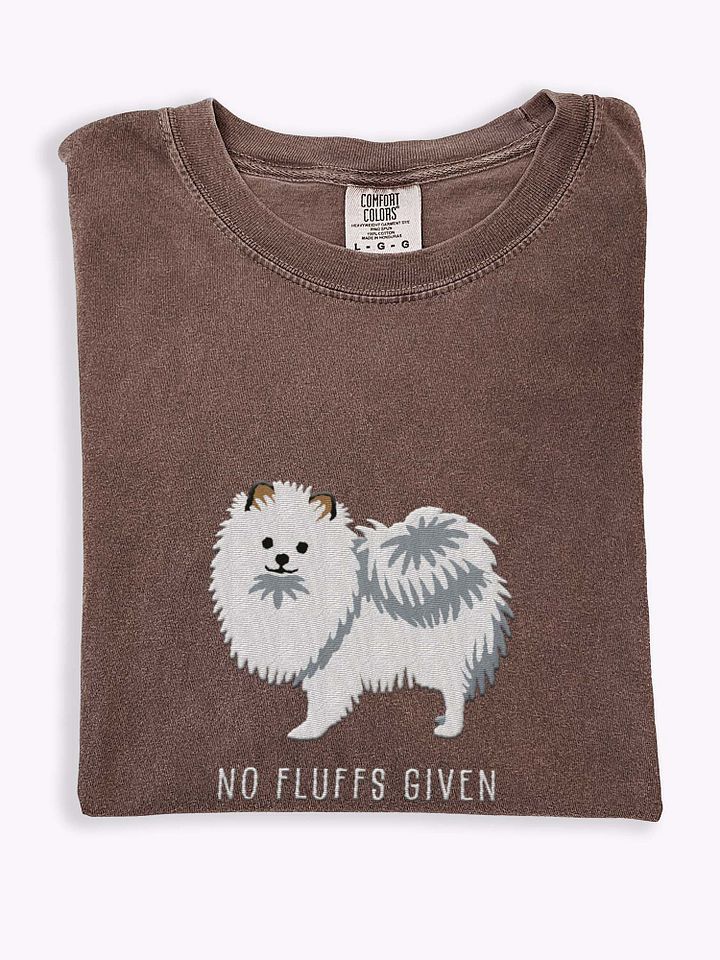 No Fluffs Given T-Shirt(Embroidered) of a Pomeranian(White) product image (1)
