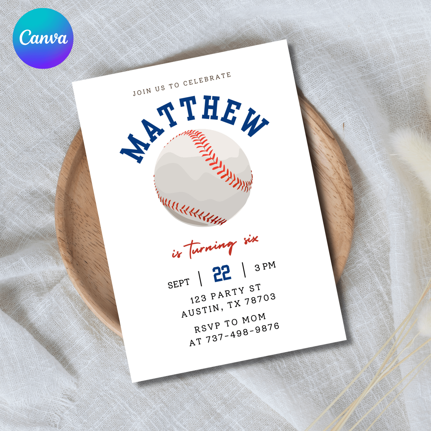 Baseball Birthday Invitation Template – Canva Editable Sports Birthday Invite product image (1)