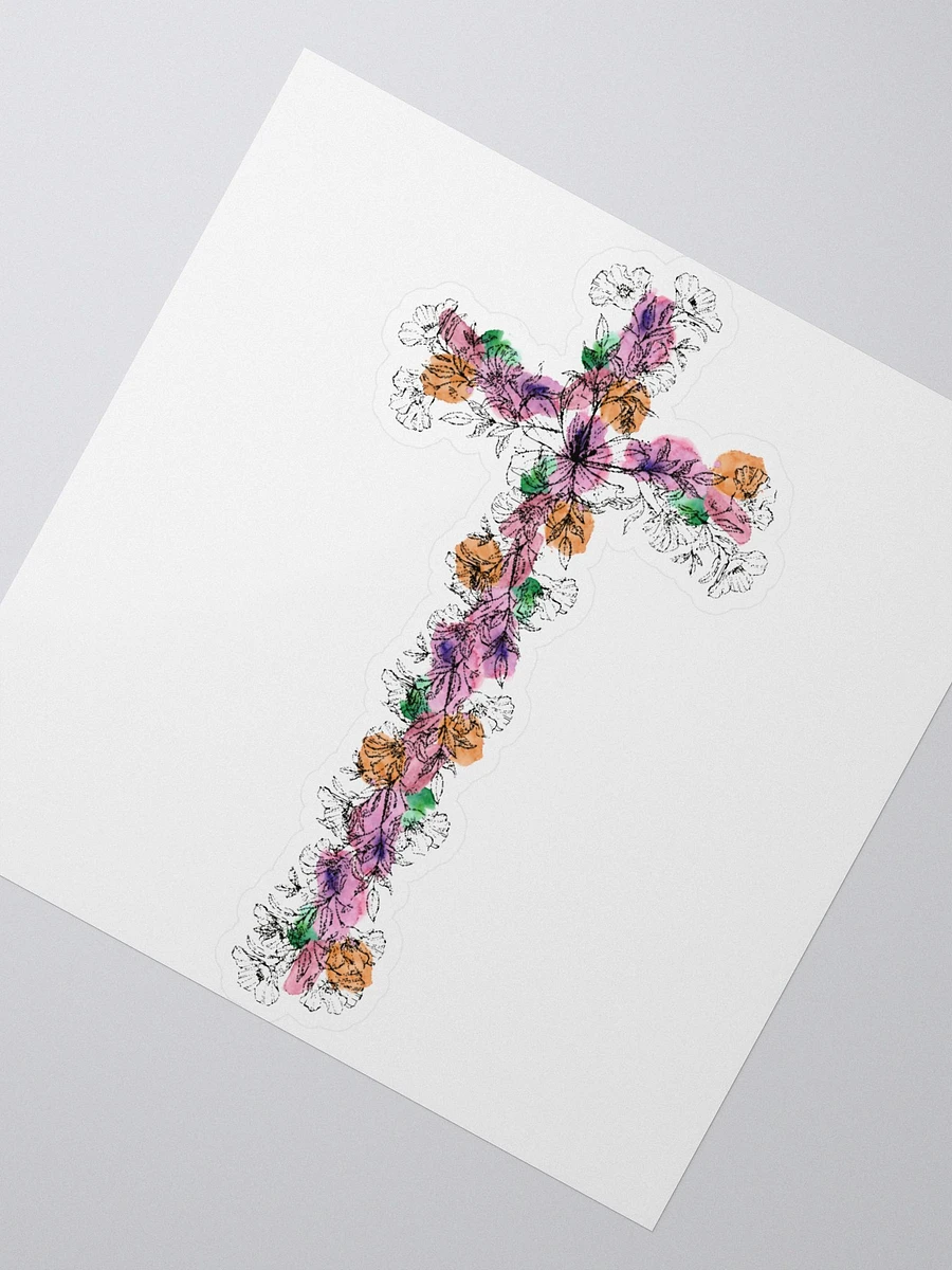 Yellow & Pink Floral Cross Sticker product image (1)