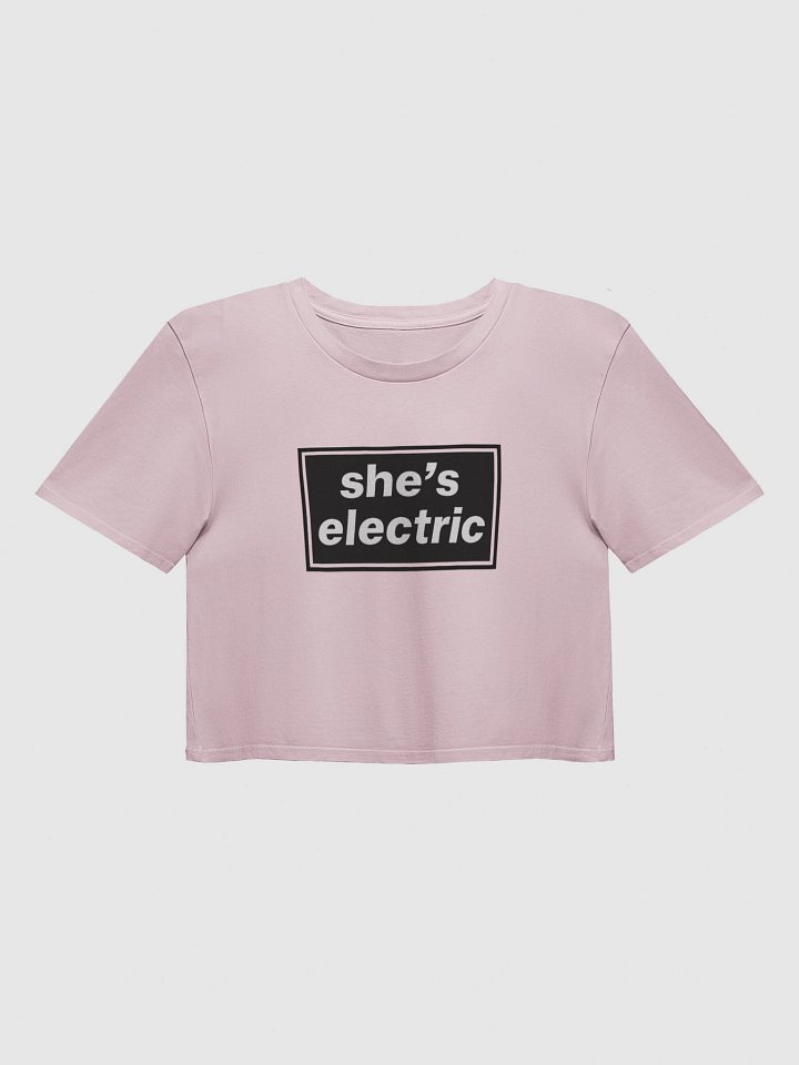 She's Electric Baby Tee – Hand Screen Printed Cropped Shirt – 90s Britpop Inspired – Manchester Music Fan Tee product image (2)