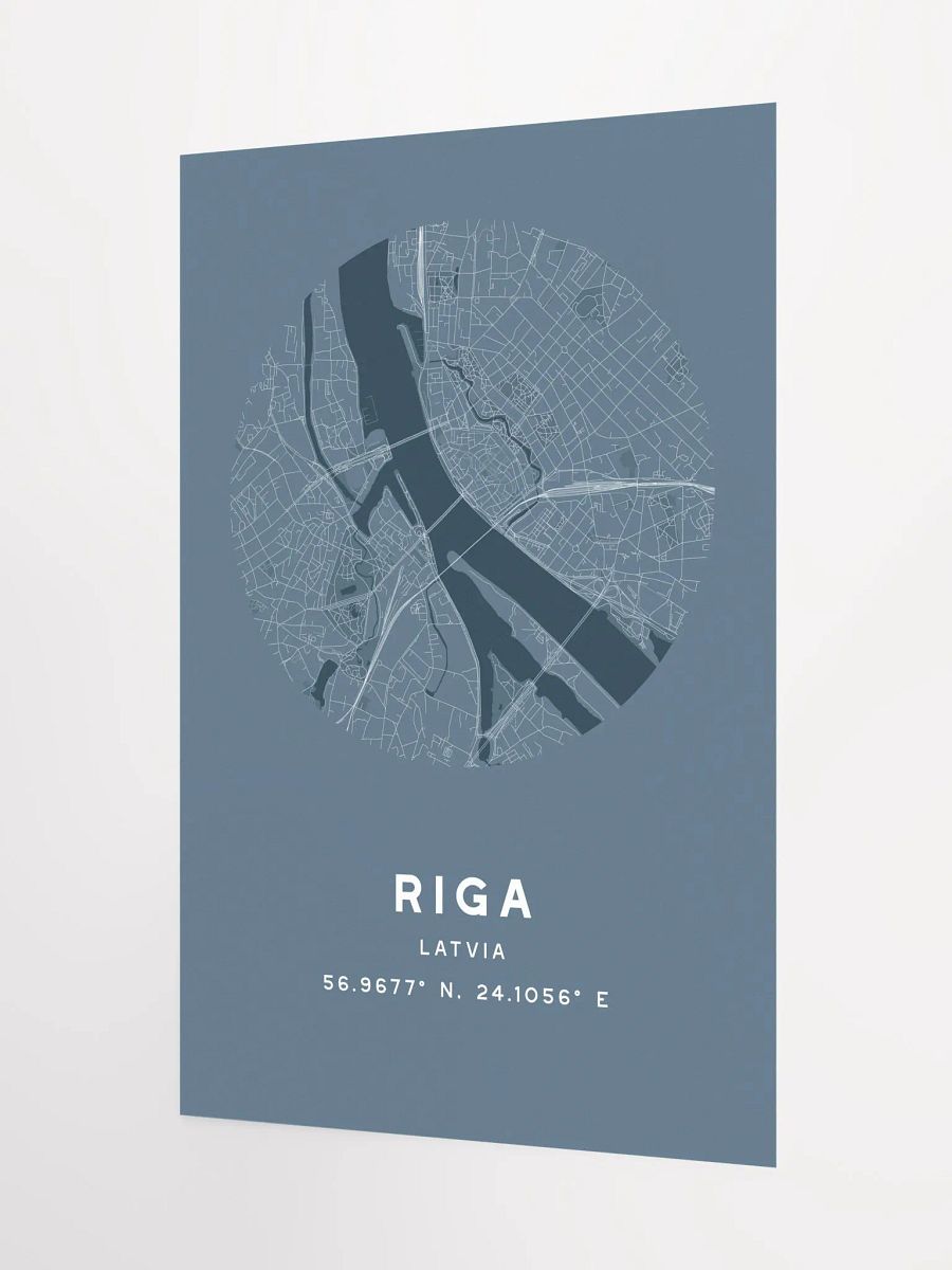 Riga Street Map Poster – Blue Minimalist Circular City Art product image (5)
