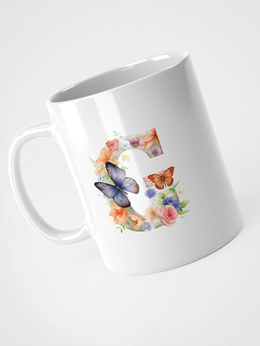 Letter G Monogram Floral Fantasy White Glossy Mug product image (8)