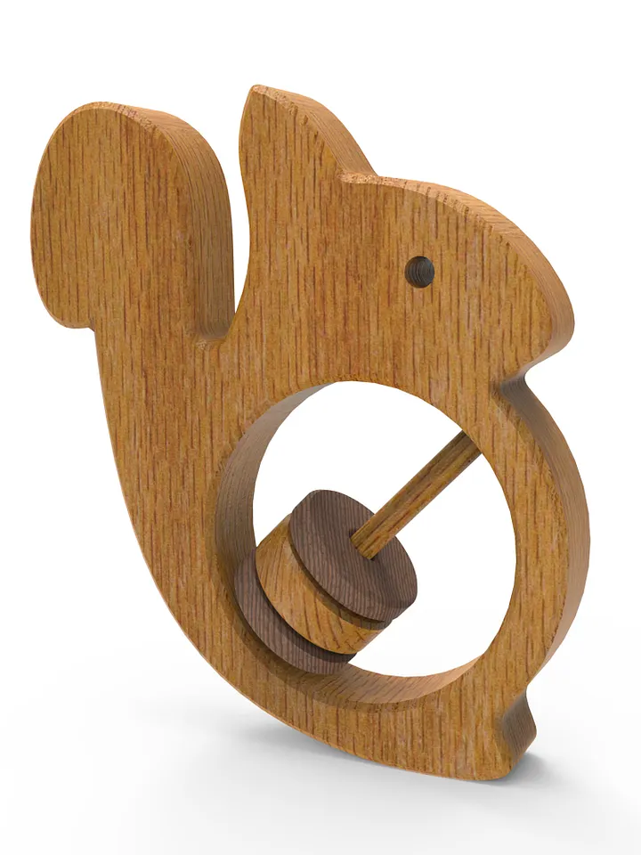 Squirrel Wooden Baby Rattle Toy | Digital Plans product image (1)