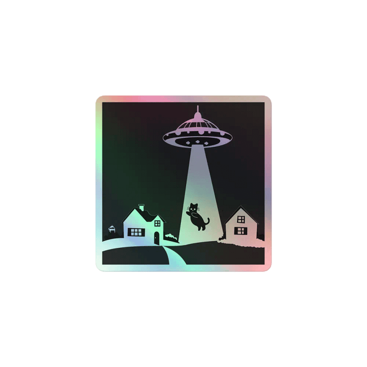 UFO and Cat Holographic Sticker product image (1)