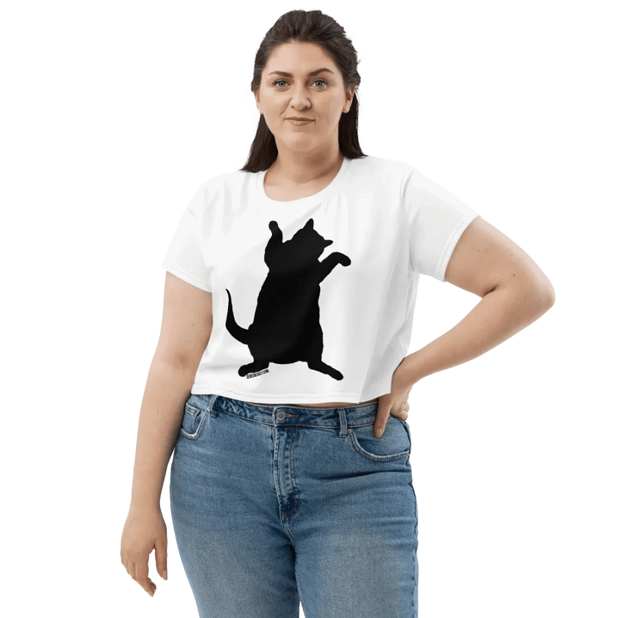 Dancing for Demeowcracy Black Cat Silhouette Crop Tee product image (5)