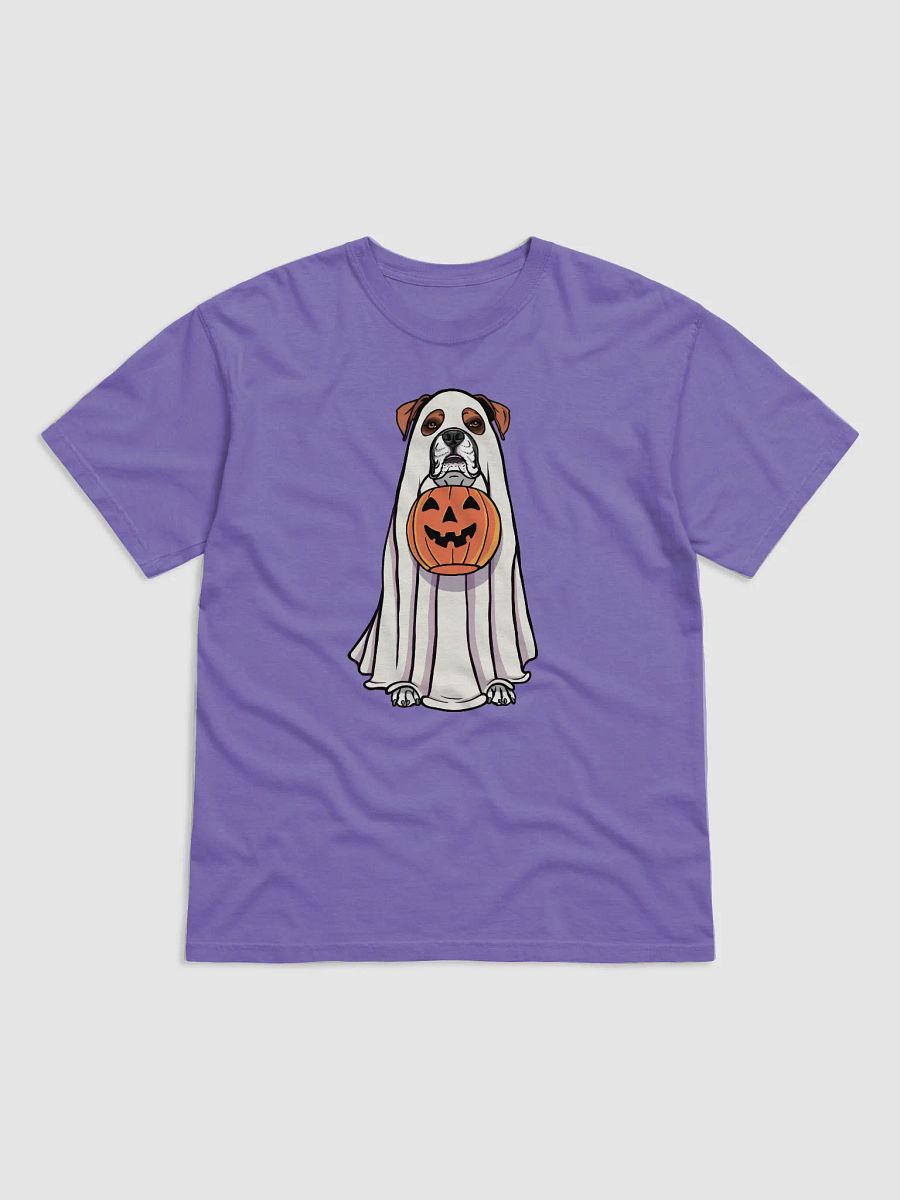 Funny Halloween Boxer Dog(2) T-Shirt | Funny Boxer Wearing a Ghost Costume and Holding a Pumpkin Basket product image (28)