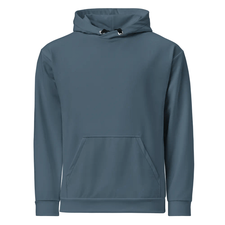 Plain Dark Greyish Blue Soft Summer Unisex Recycled Polyester Heavyweight Premium Hoodie by Treasure Pie product image (1)
