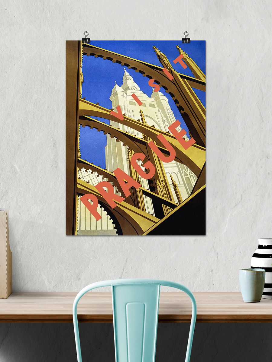 Prague, Czech, 1930s — Retro vintage travel poster, retro travel poster, propaganda poster, art deco poster product image (2)